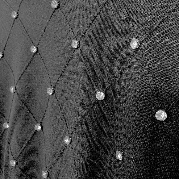 💎 Black Moocci Paris Swarovski-Embellished Short Sleeve All-Season Knit Top M/L - Picture 3 of 6